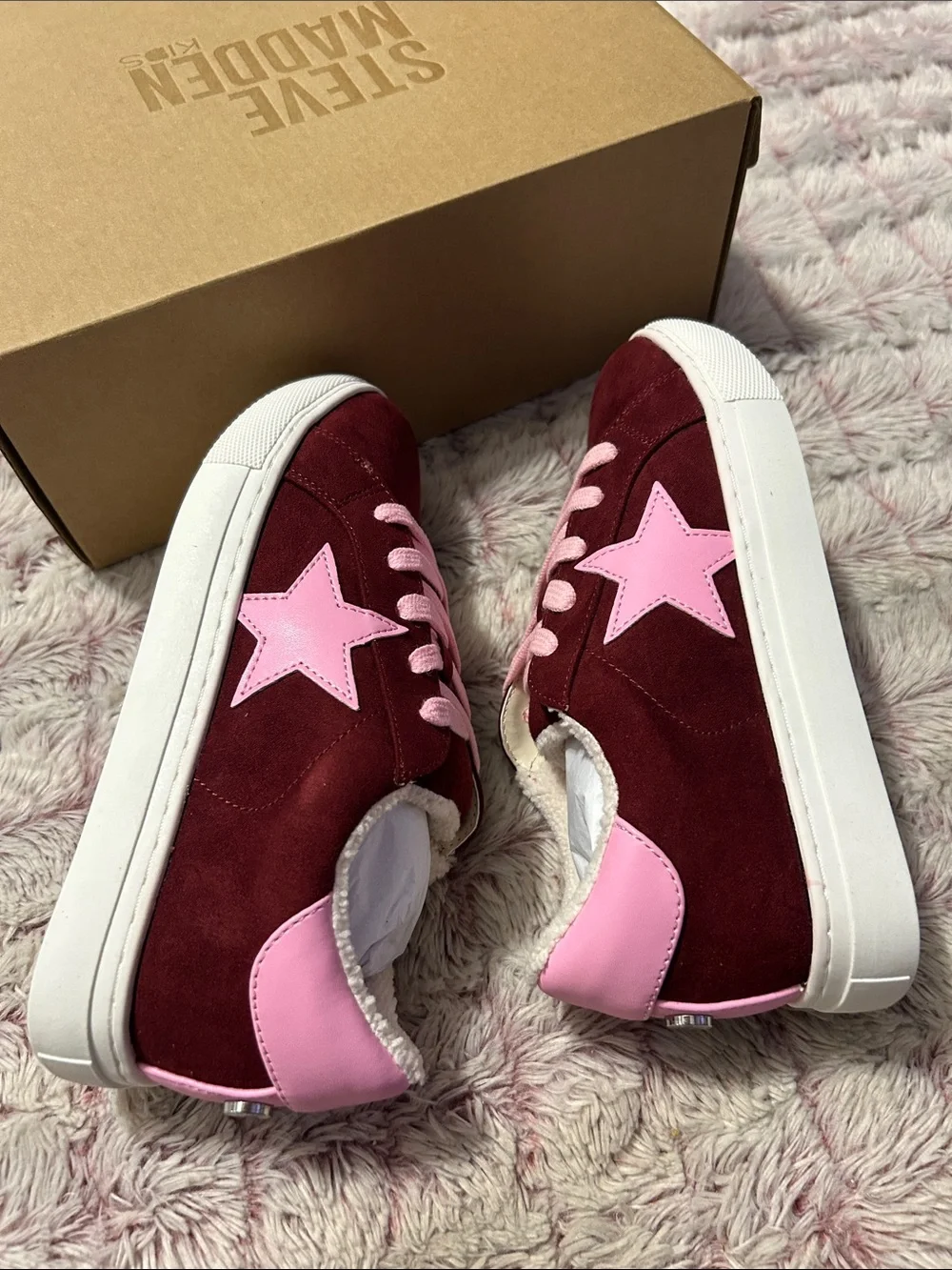 Steve Madden Burgundy Suede Sneakers with stars